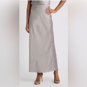 NEW (NWOT) Wild Fable Silver Satin Slip Maxi Skirt - Size S